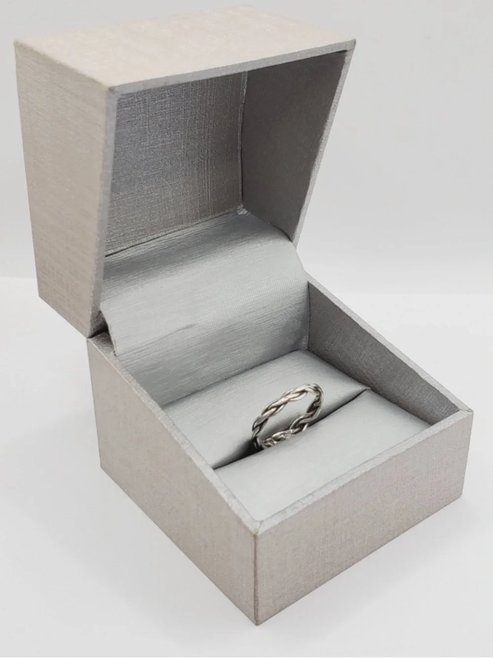 925 Sterling Silver Braided Twist Thin Band Stackable Ring